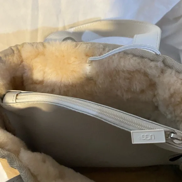 UGG Tan and Cream/White Women's Shearling-Sheepskin Mini Bag - Picture 14 of 16